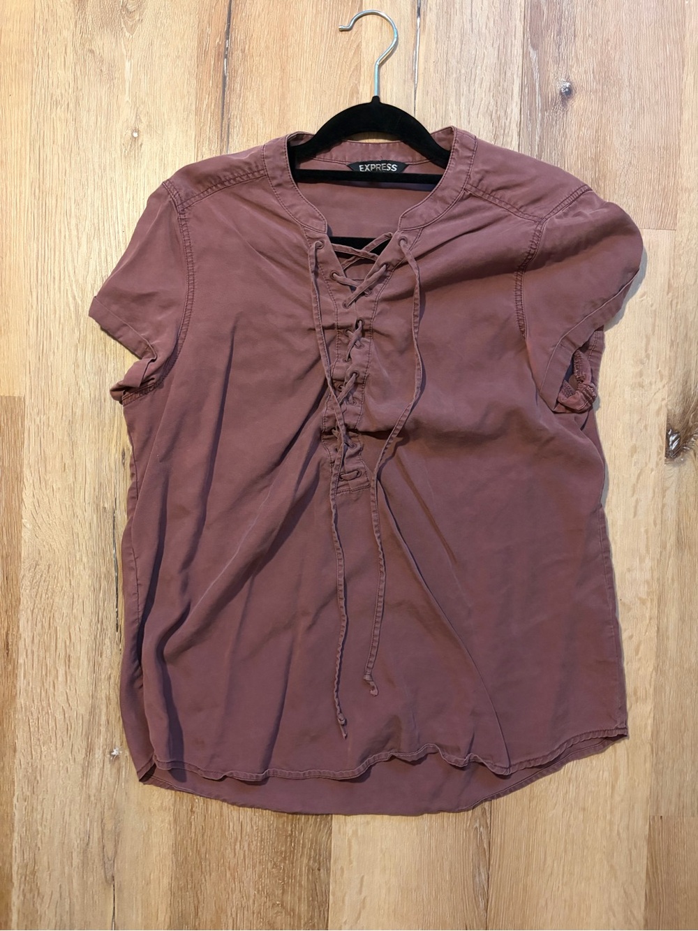 Express Women's Lace-Up Short Sleeve Top